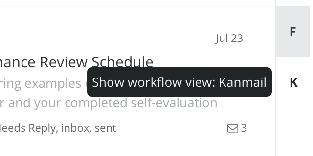 Screenshot of Kanmail app showing email drag and drop